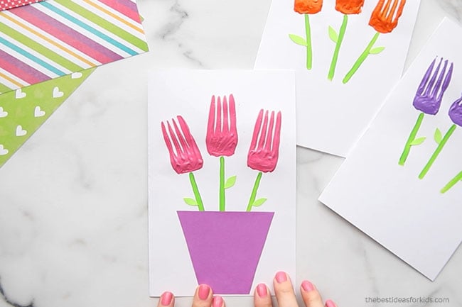 Glue Vase onto Fork Flower Card