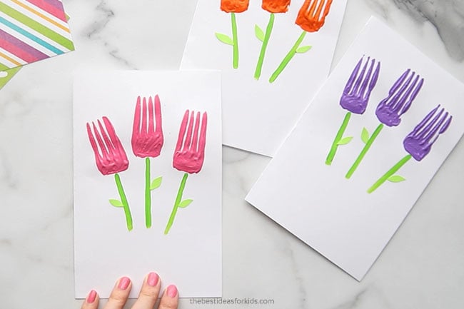 Glue on Leaves to Fork Flowers