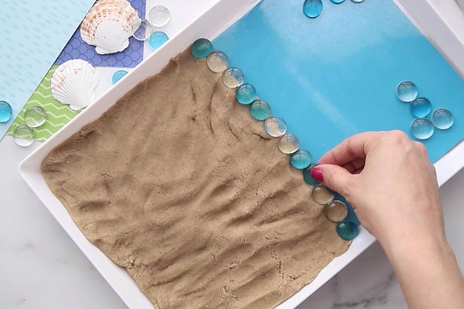 Add Sand Playdough to Play Tray