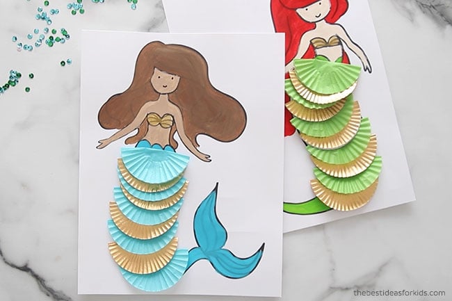 Mermaid Cupcake Liner Coloring Page