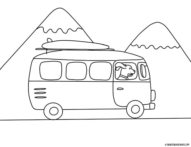 Camper Van Coloring Page