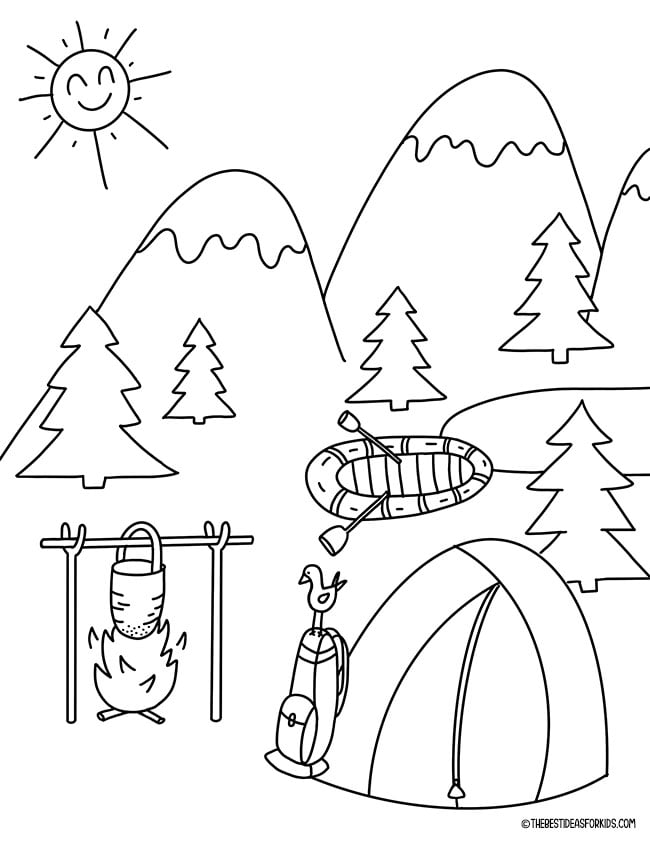 Camping Summer Coloring Page