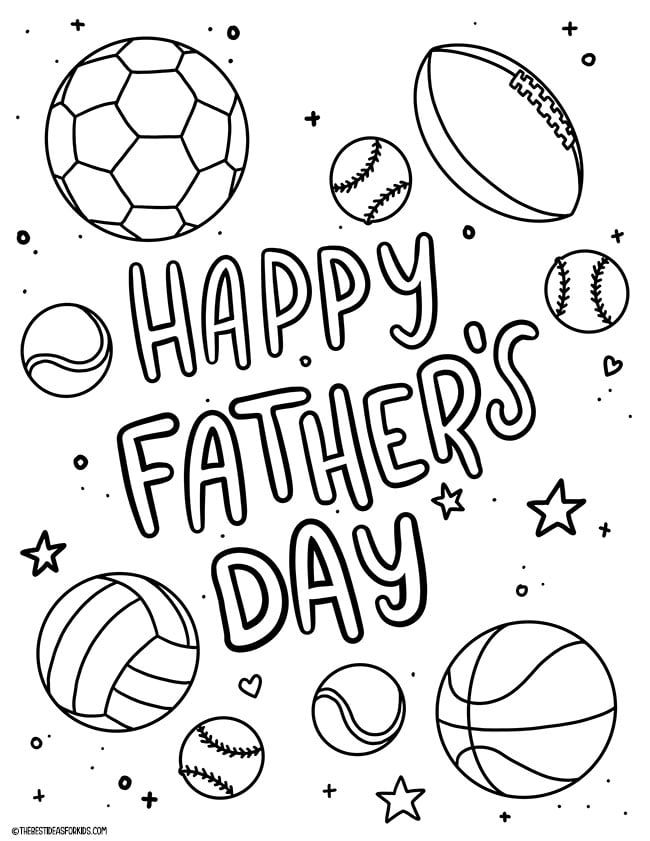 Happy Father's Day Sports Coloring Page