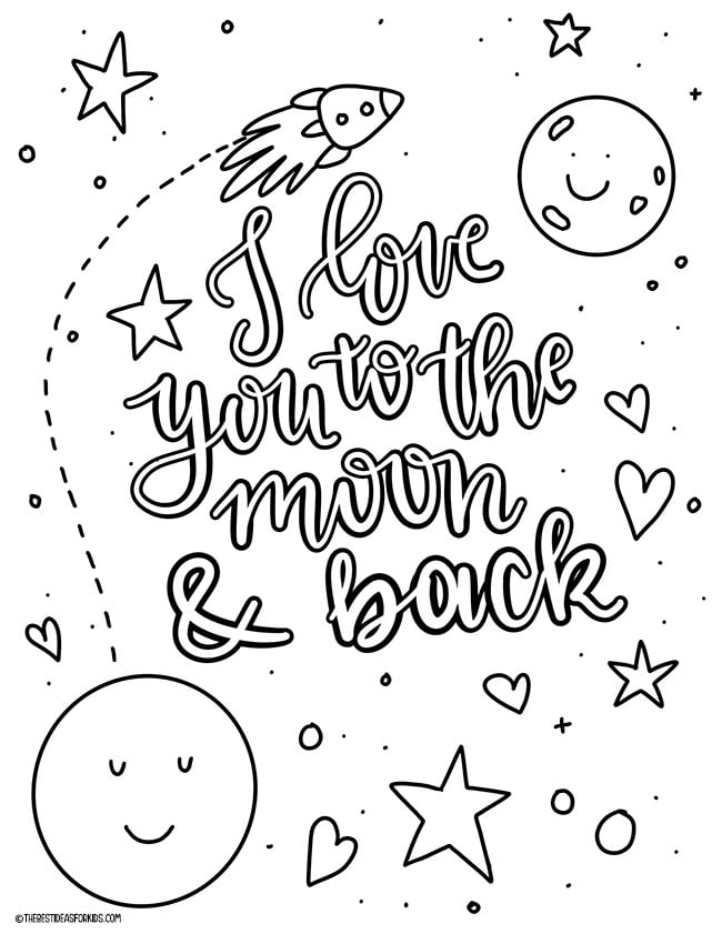 I Love you to the moon and back coloring page