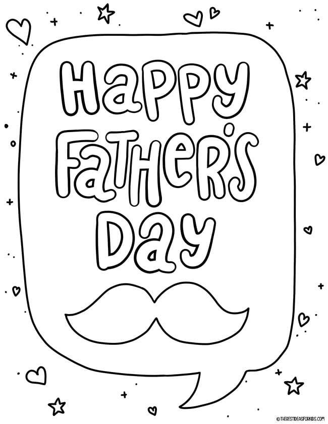 Moustache Happy Father's Day Coloring Page