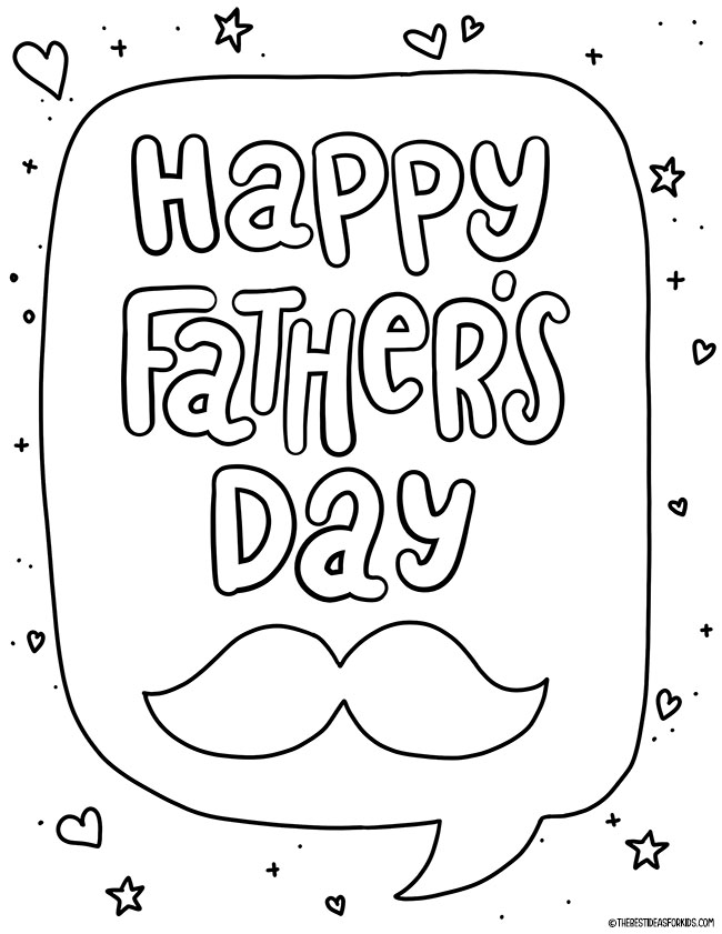 Moustache Happy Father's Day Coloring Page