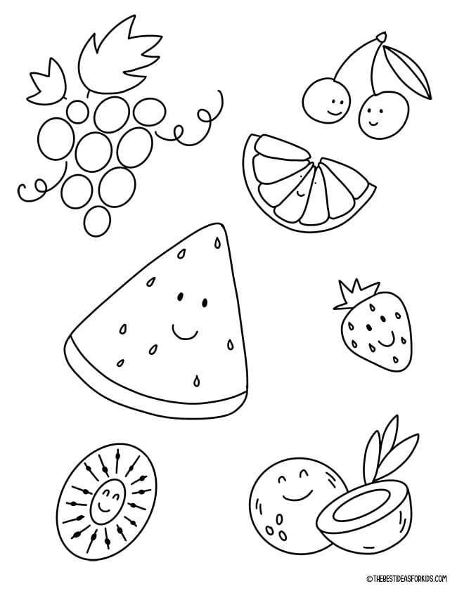 Summer Fruit Coloring Page