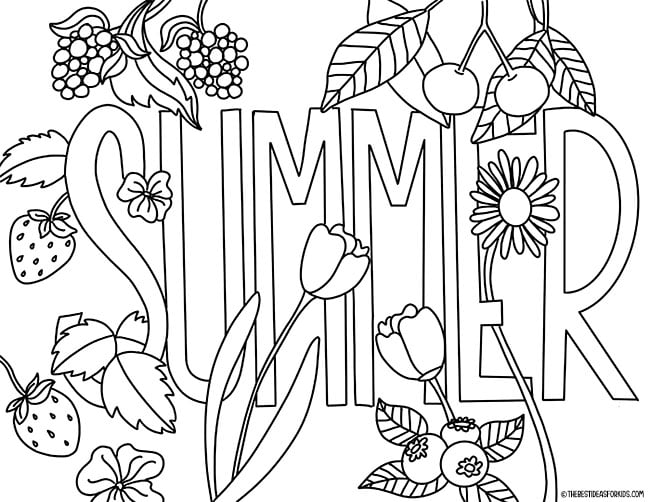 Summer Letters Coloring Page