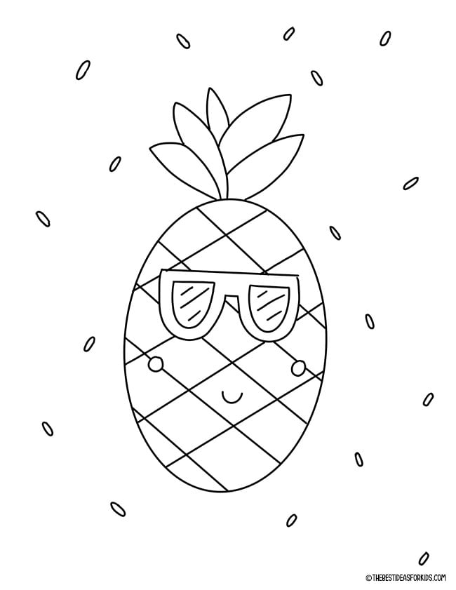 Summer Pineapple Coloring Page