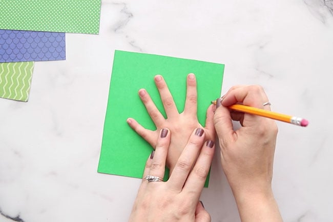 Trace Hand on Folded Paper