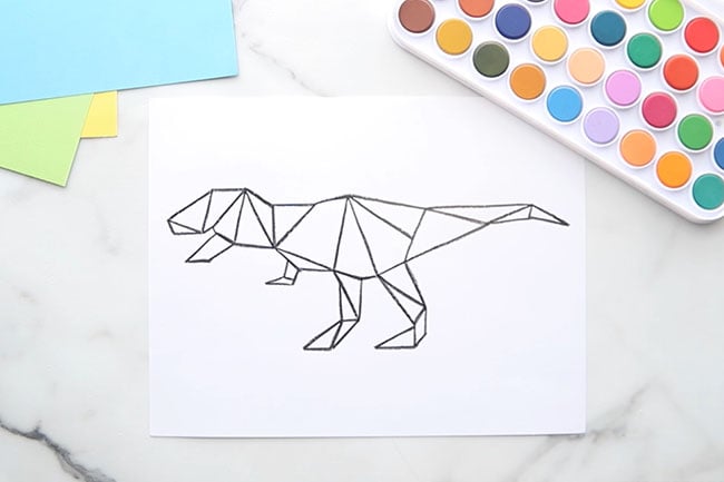 Dinosaur Template with Black Crayon