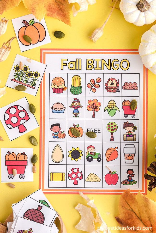 Fall Bingo Cards for Kids