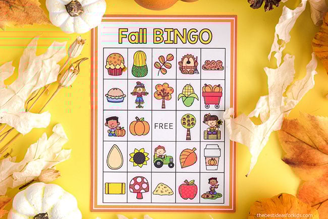Fall Bingo Printable Cards for Kids