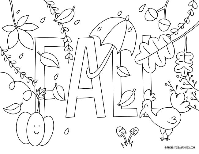 Fall Words Coloring Page