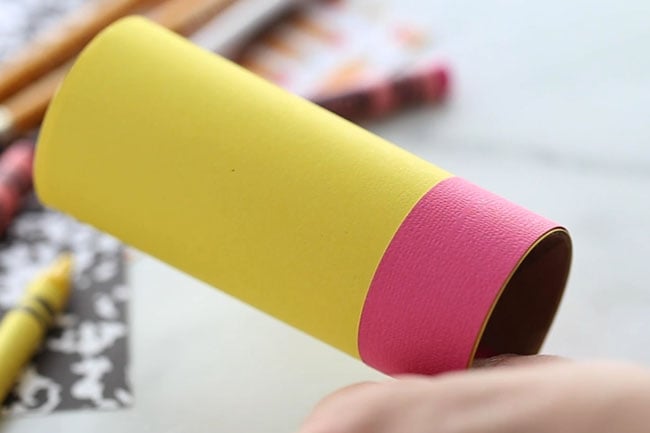 Glue pink to Paper roll