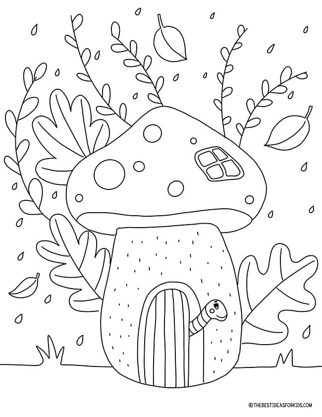 Mushroom House Coloring Page