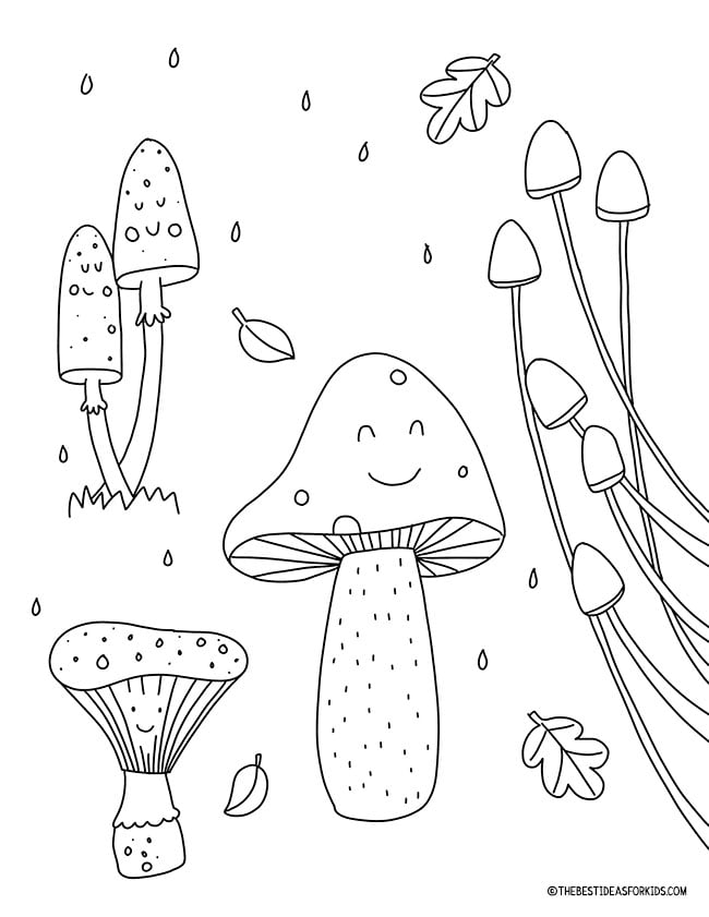 Mushrooms Coloring Page