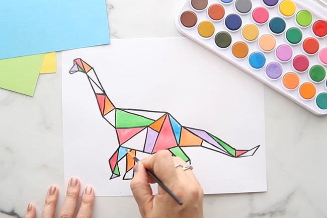 Paint Dinosaur with Watercolor Paints