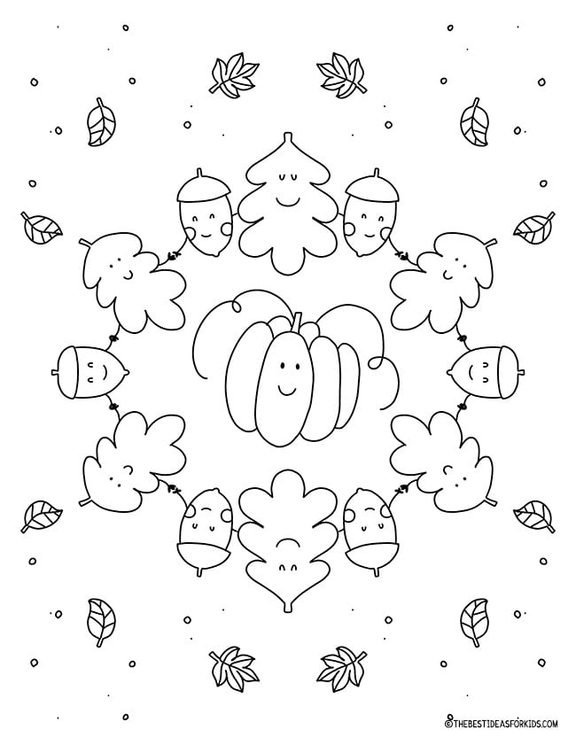 Pumpkin and Acorn Coloring Page