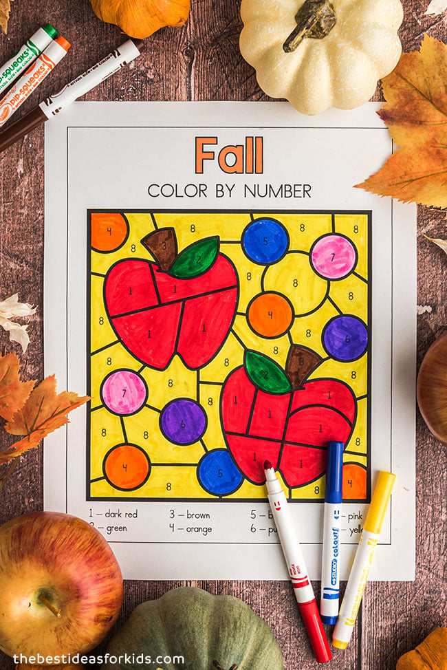 Color by Number Fall Coloring Pages