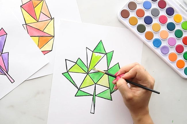 Paint Watercolors on Maple Leaf