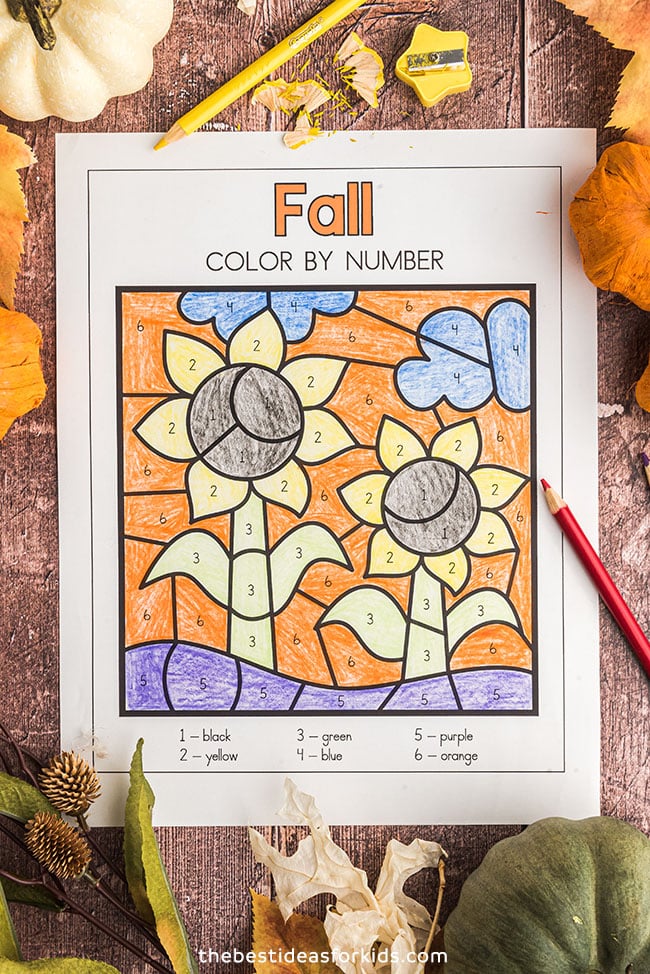 Color by Number Fall Coloring Pages