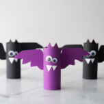 Craft With A Child For Halloween From Rolls Of Toilet Paper And Colored  Paper. Step-by-step Instructions For Ready-made Crafts Stock Photo, Picture  and Royalty Free Image. Image 173547716.