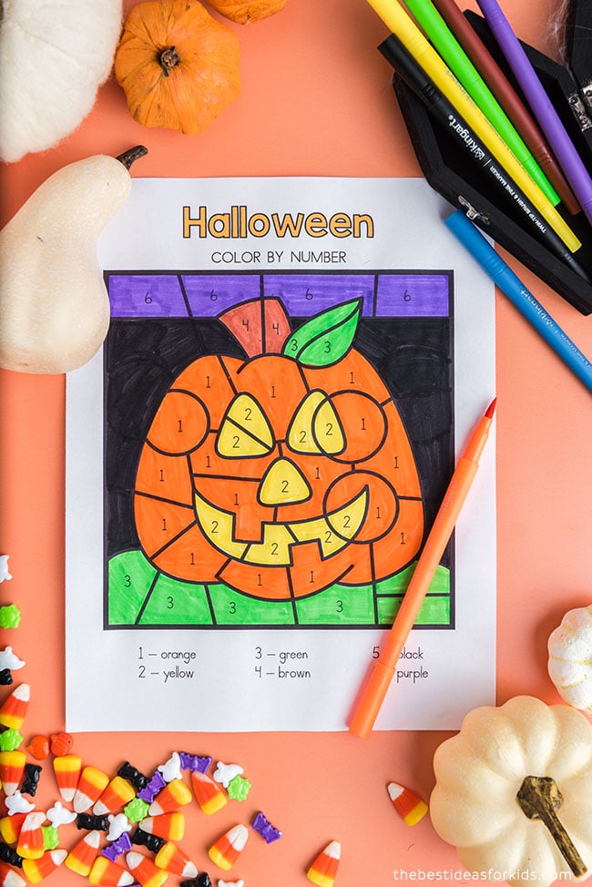 Free Halloween Pumpkin Color by Number