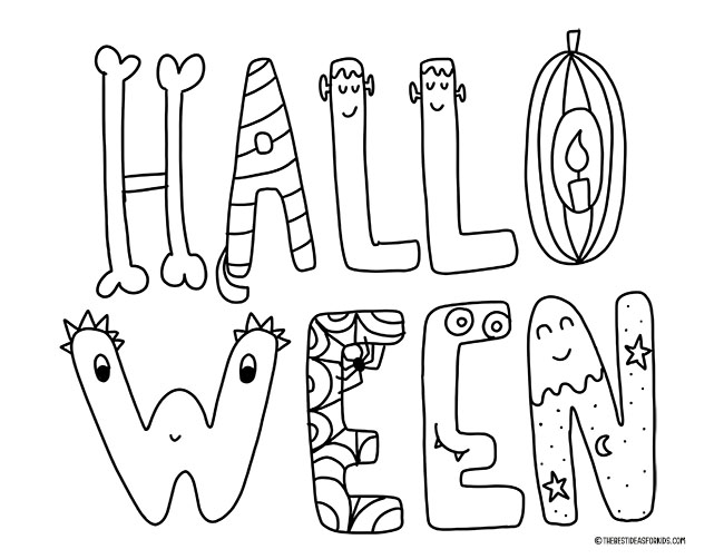 Halloween Words Coloring Page