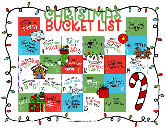 Christmas Bucket List Calendar Printable