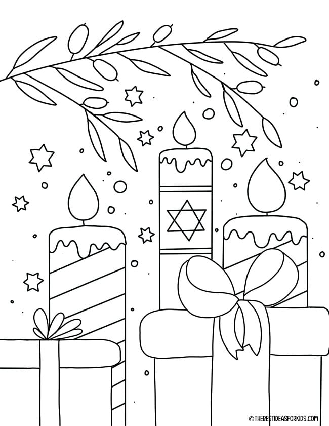 Hanukkah Gifts Coloring Page