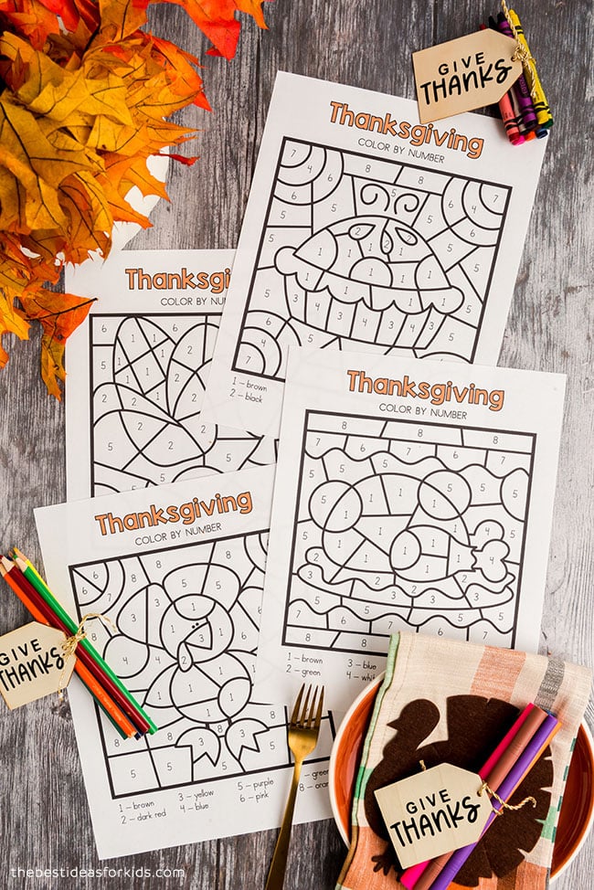 Thanksgiving Color by Number Printables