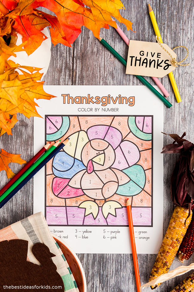 Color By Number Thanksgiving Coloring Pages