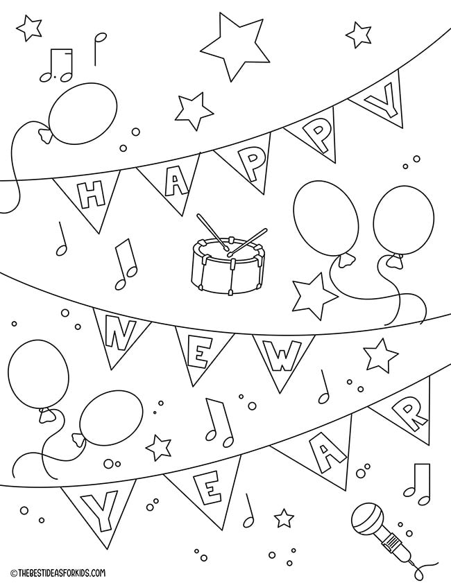 New Years Banner Coloring Page