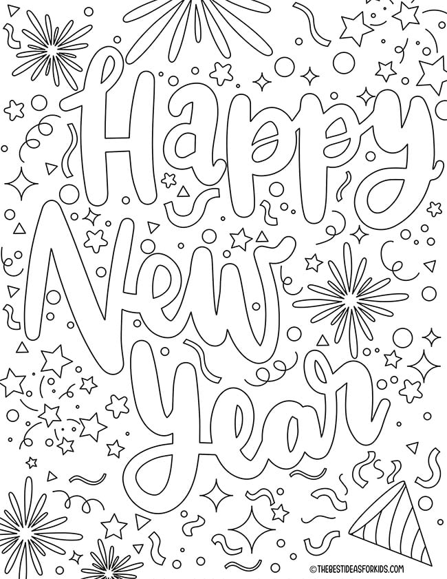 Happy New Year Coloring Page