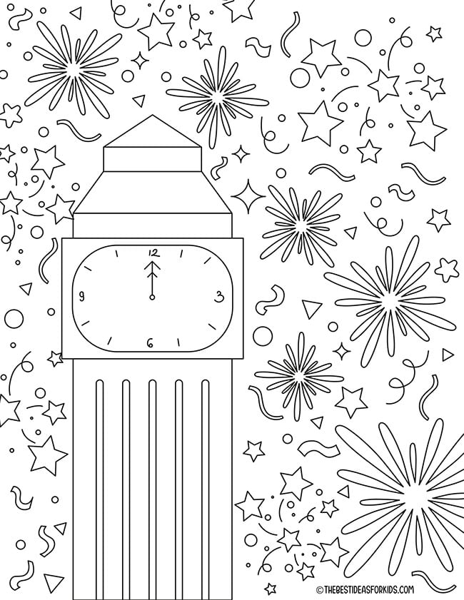 Fireworks New Years Coloring Page