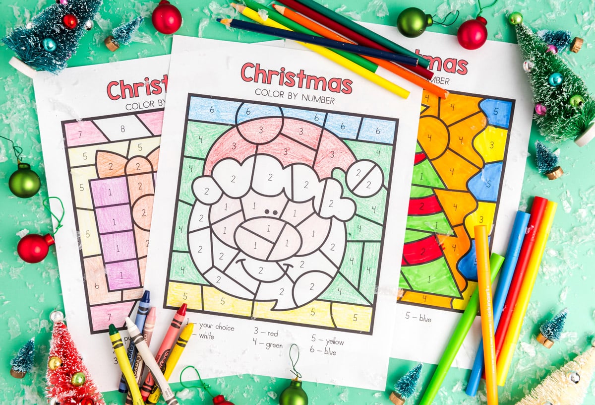 free printable color by number christmas coloring pages