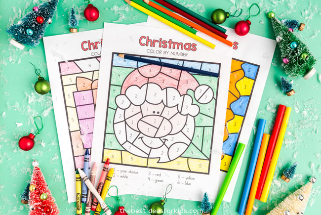 christmas color by number printables