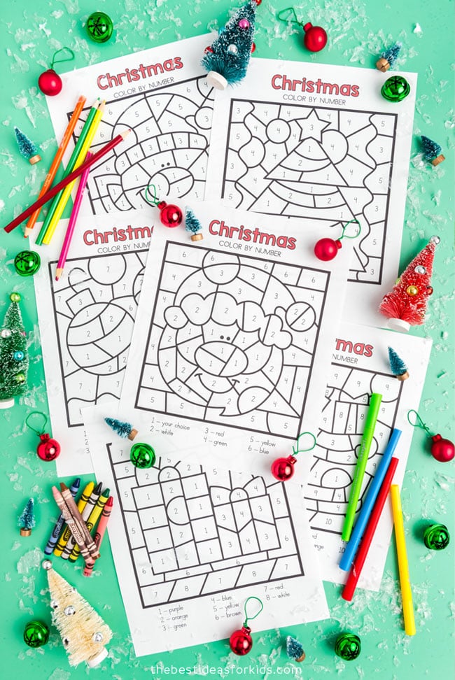 free printable color by number christmas coloring pages