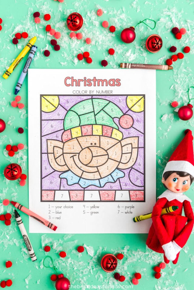 elf color by number printable