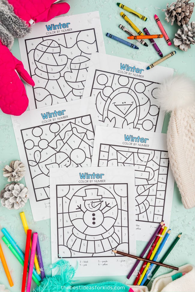 Winter Color by Number Printables