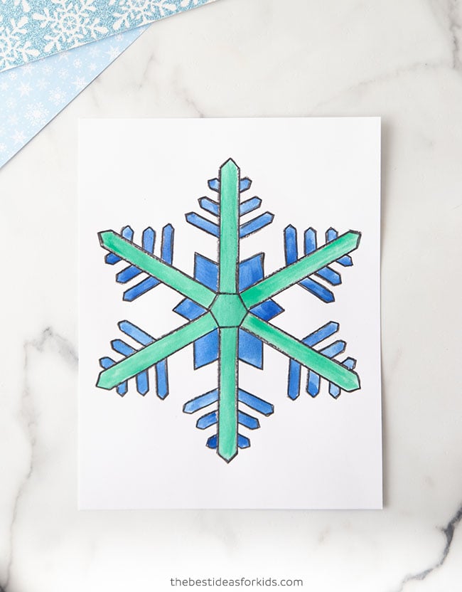 Blue & Green Watercolor Snowflake