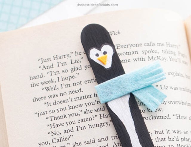 Craft Stick Penguin Bookmark