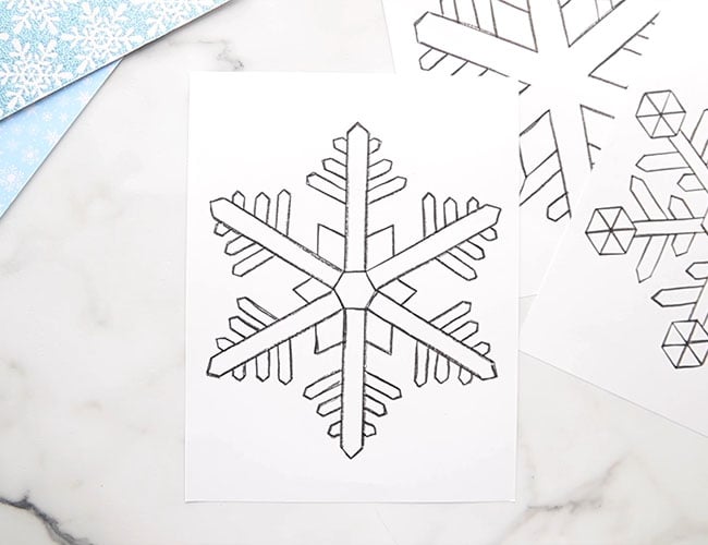 Outline Snowflake Template with Black Crayon