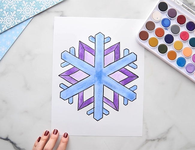 Paint the Snowflake with Watercolors