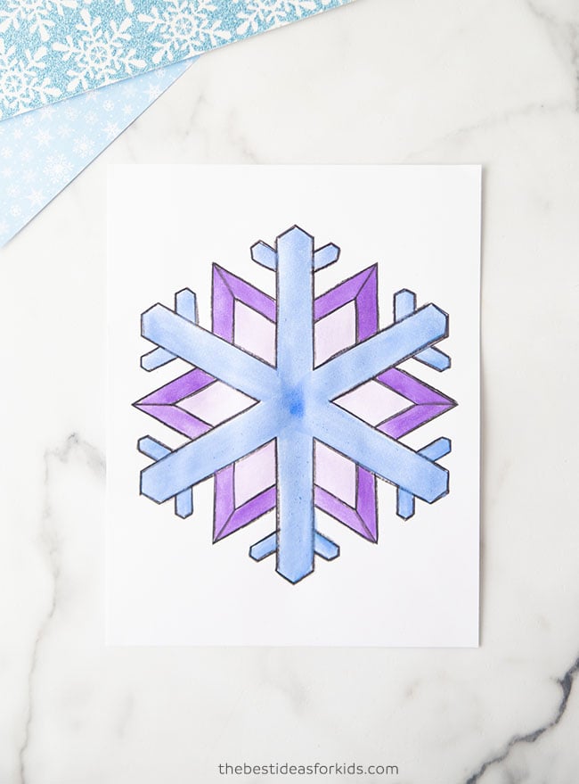 Purple and Blue Watercolor Snowflake
