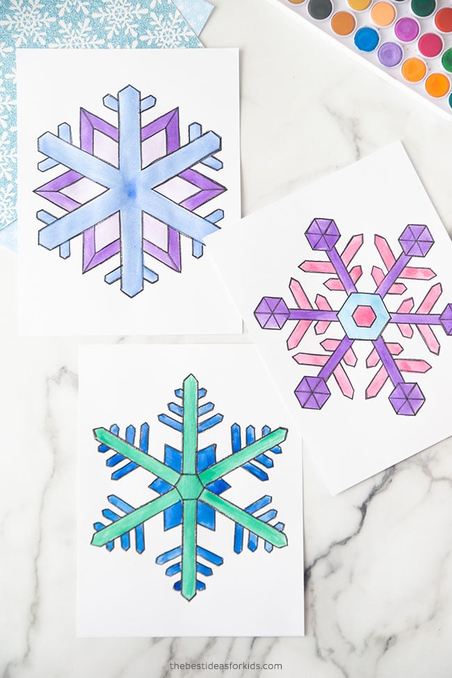 Watercolor Snowflake Winter Craft
