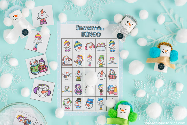 kids snowman bingo cards