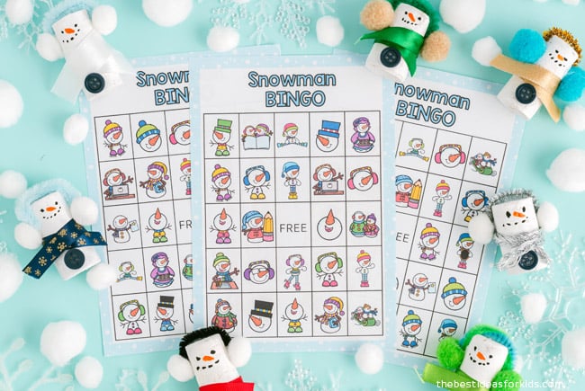 snowman bingo card printable for kids