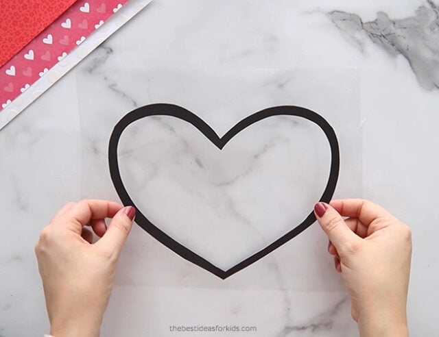 Add Heart Template to Laminating Paper